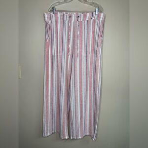 Westport Multicolor Striped Linen Blend Palazzo Pants Size Large